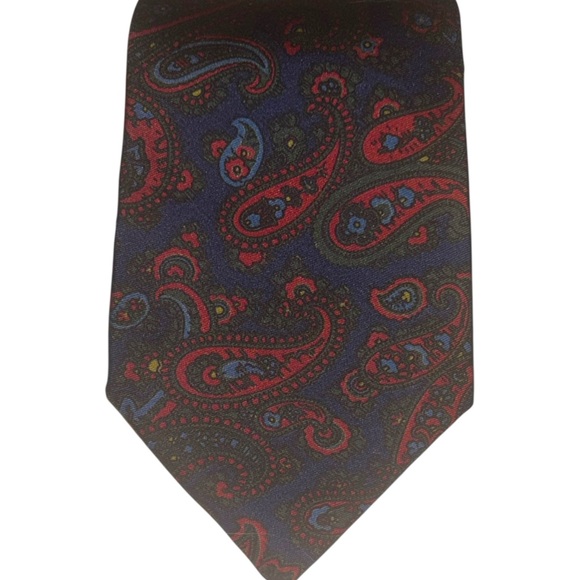 Burberry Red and Blue Paisley Tie - Picture 1 of 4